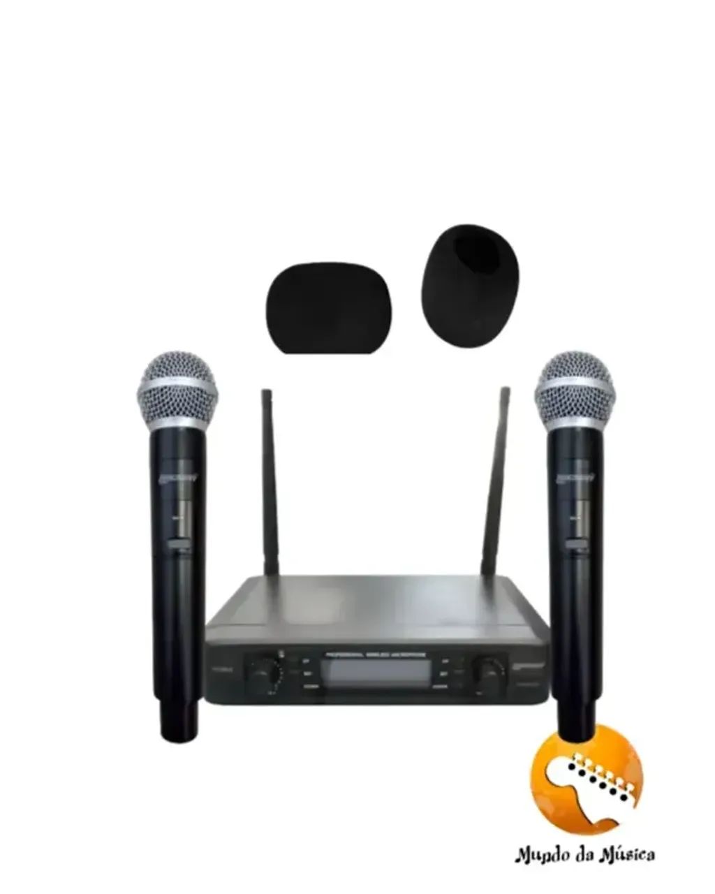 SUPER OFERTA MICROFONE DINÂMICO SEM FIO DUPLO LEXSEN LM502M C/ ESPUMA BRINDE