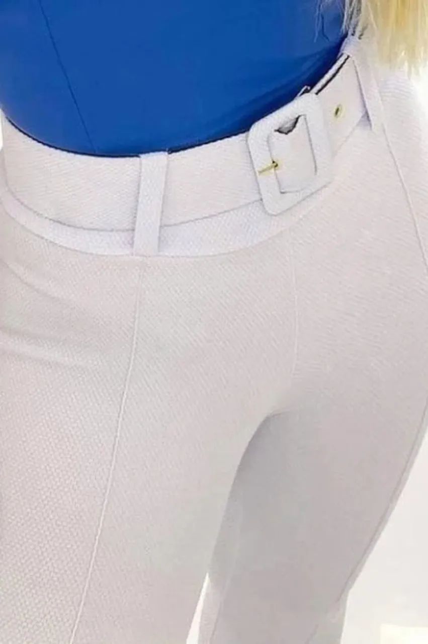 Calça branca COM CINTO  malha pop NOVA - Foto 2