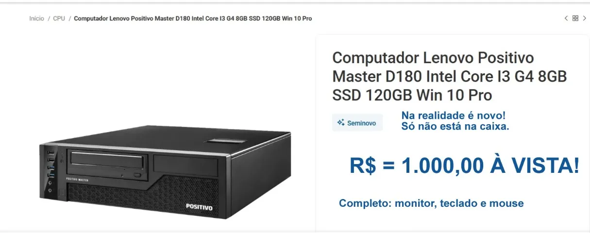 Computador Positivo Master 8Bb de RAM.