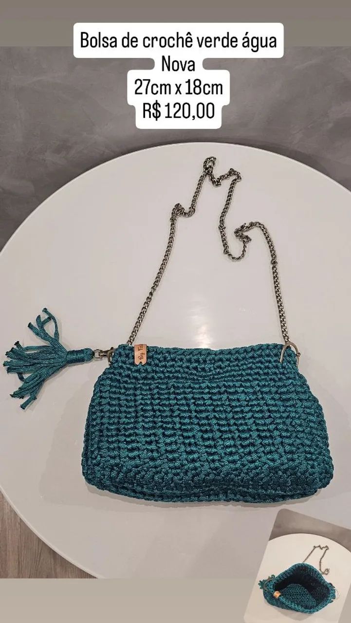 Bolsas femininas de crochê e fio de malha novas  - Foto 2