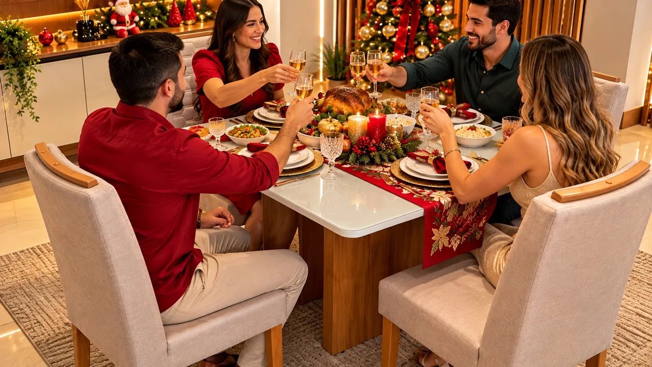 Mesa de Jantar com Tampo de Vidro e 4 Cadeiras Estofadas - Foto 3