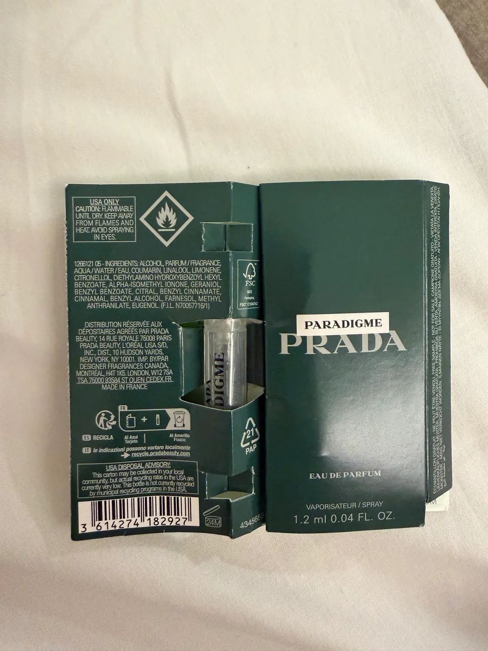 2x Amostras Prada Paradigme Eau de Parfum 2.4ML  total  - Foto 2