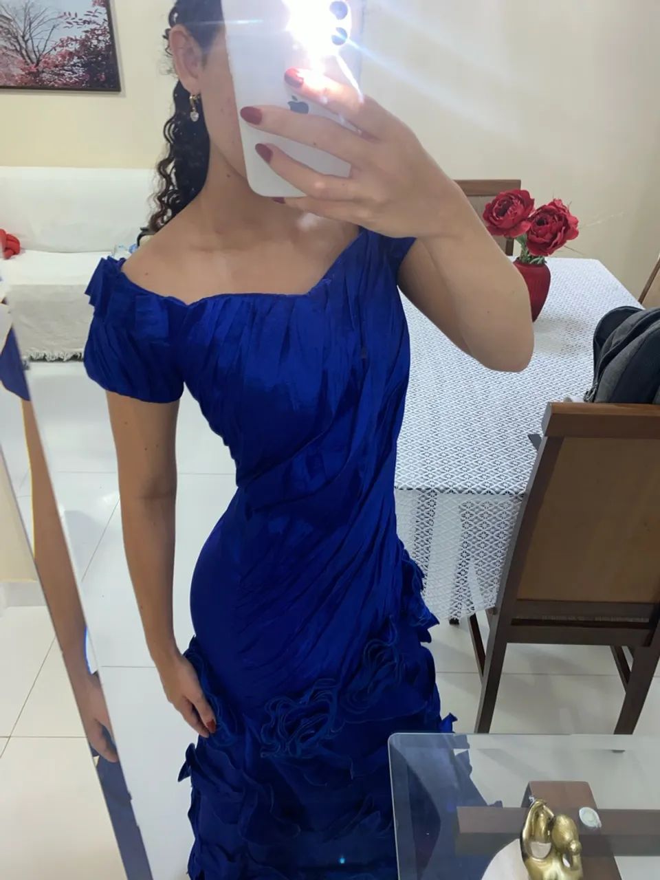 Vestido azul com flores  - Foto 3