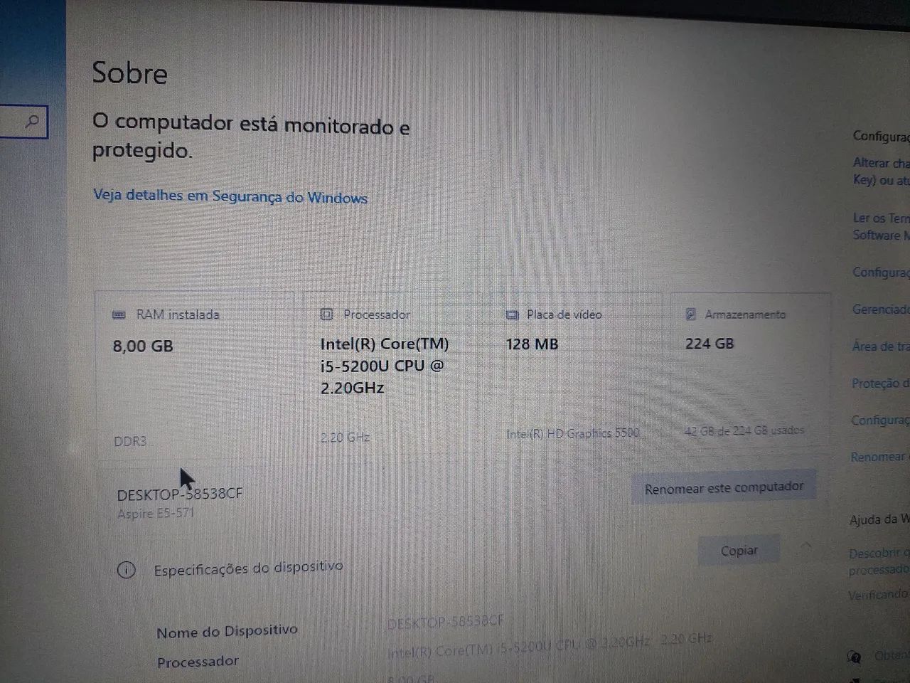 Notebook Acer Aspire E5-571 598p  funcionando  - Foto 3