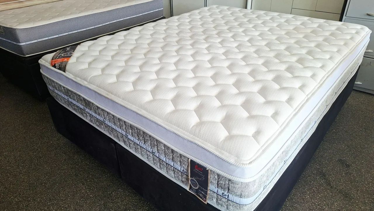 Cama box Queen size colchão castor molas ensacadas bambu  - Foto 3