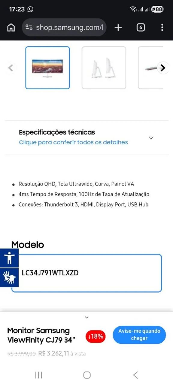 Monitor Samsung 34? Curvo ? Impecável  - Foto 2