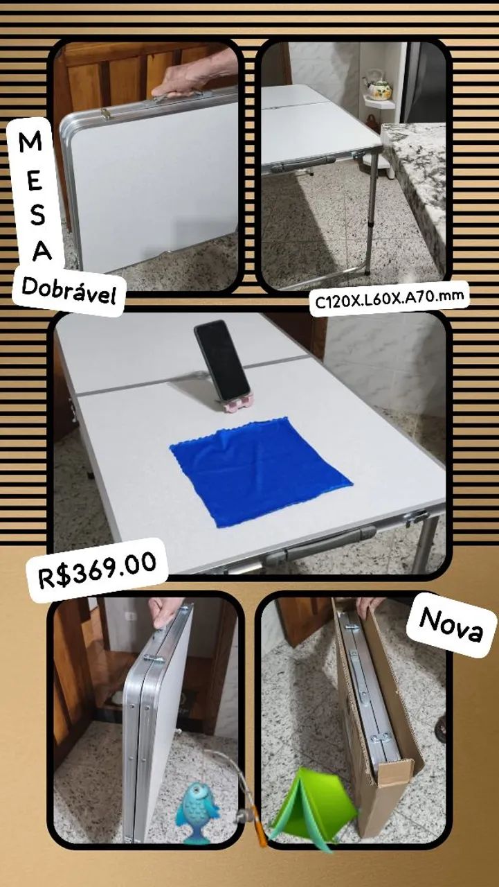 Mesa dobrável, camping, pesca - Foto 3