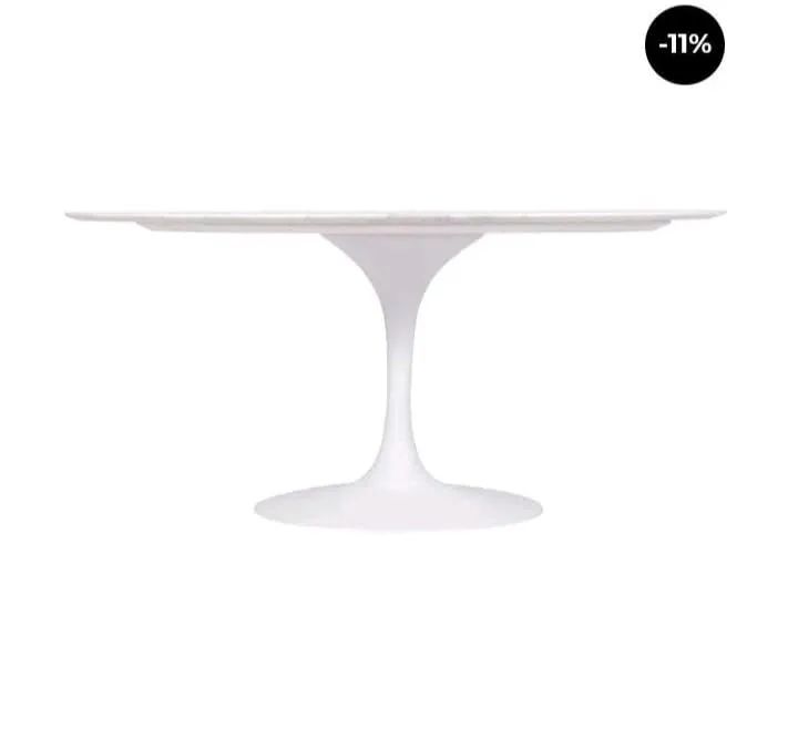 Mesa Oval Branca- Tampo de Mármore  - Foto 3