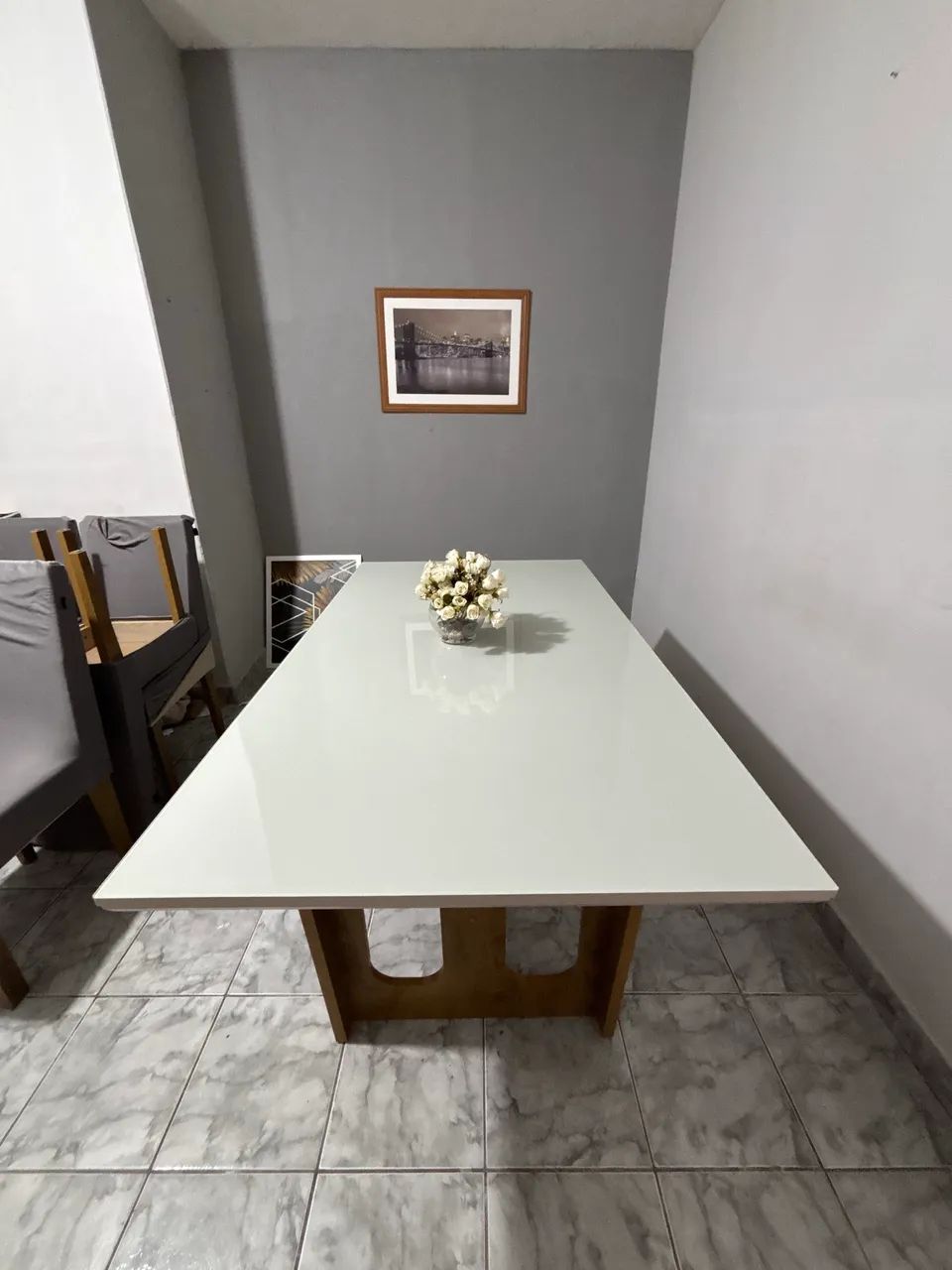 Mesa de 6 lugares com tampo de vidro  - Foto 3