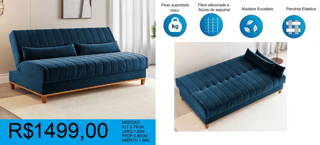 Sofá cama cama espuma de otima qualidade - a pronta entrega  - Foto 2