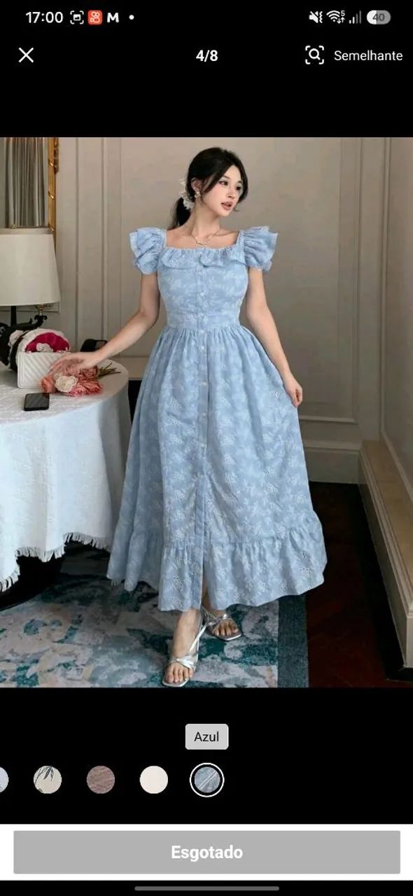 Vestido dazy novo azul bebê 