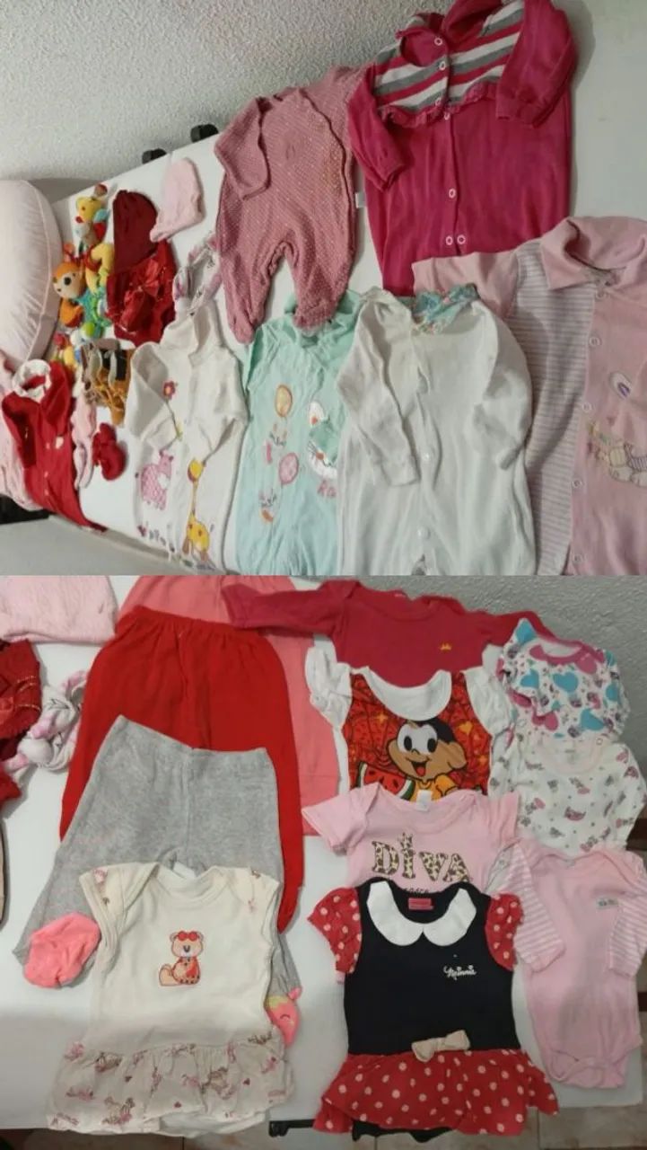 Roupas de bebê feminina com almofada grande