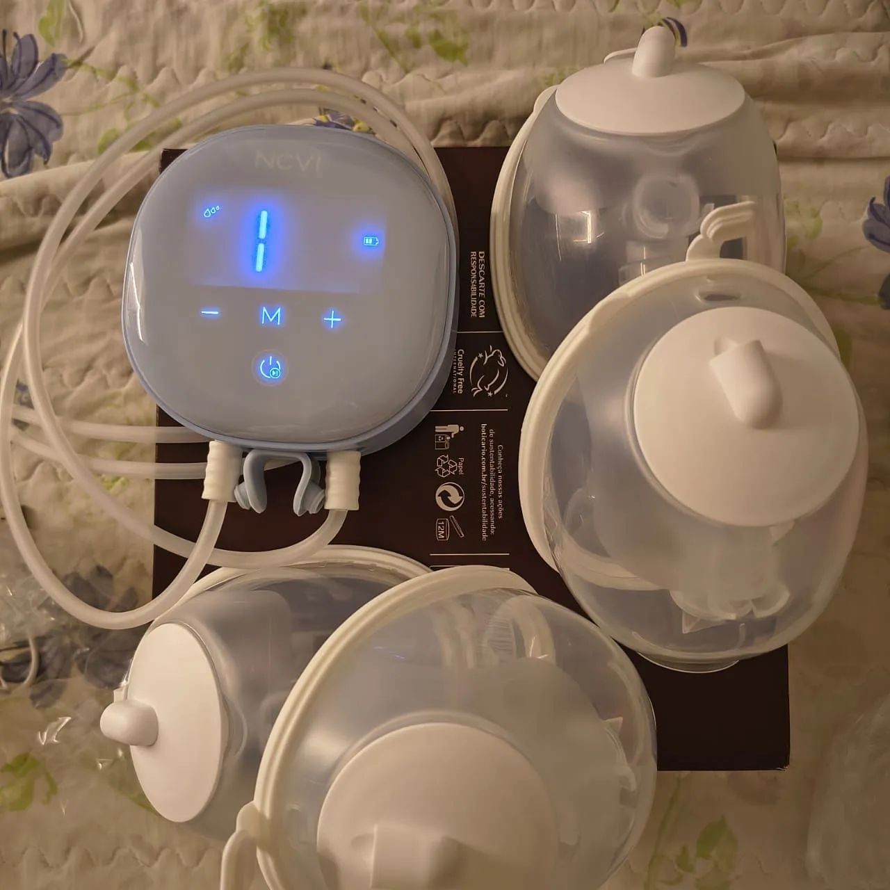  Bomba Tira-Leite NCVI Hands Free Dupla + copos adicionais