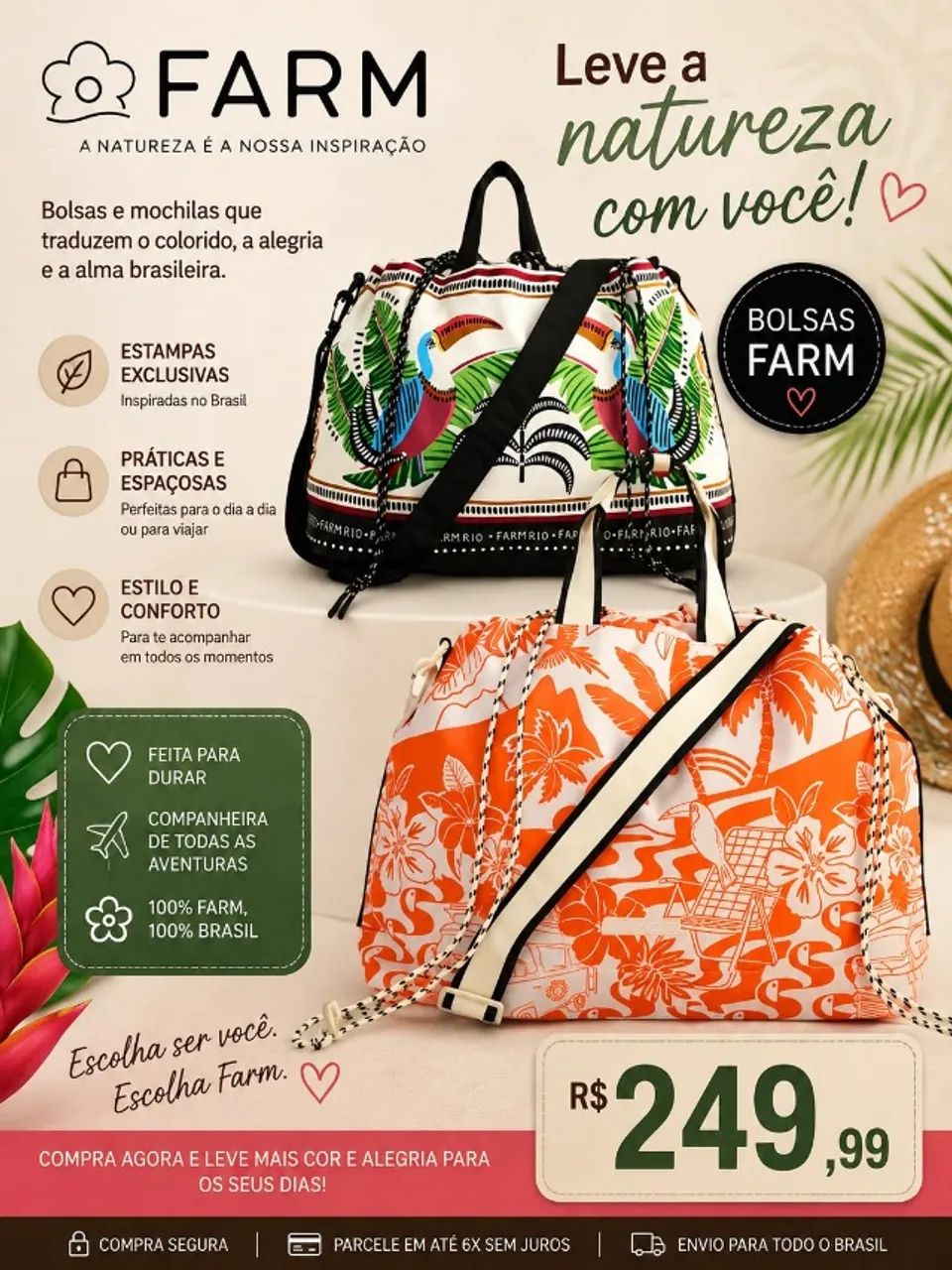 Mochilas e bolsas da Farm® - Foto 2