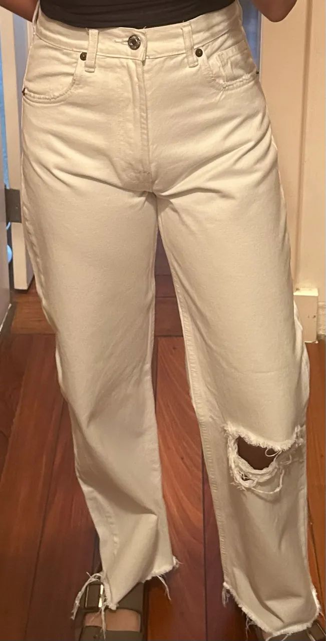 Calça jeans branca zara  - Foto 4