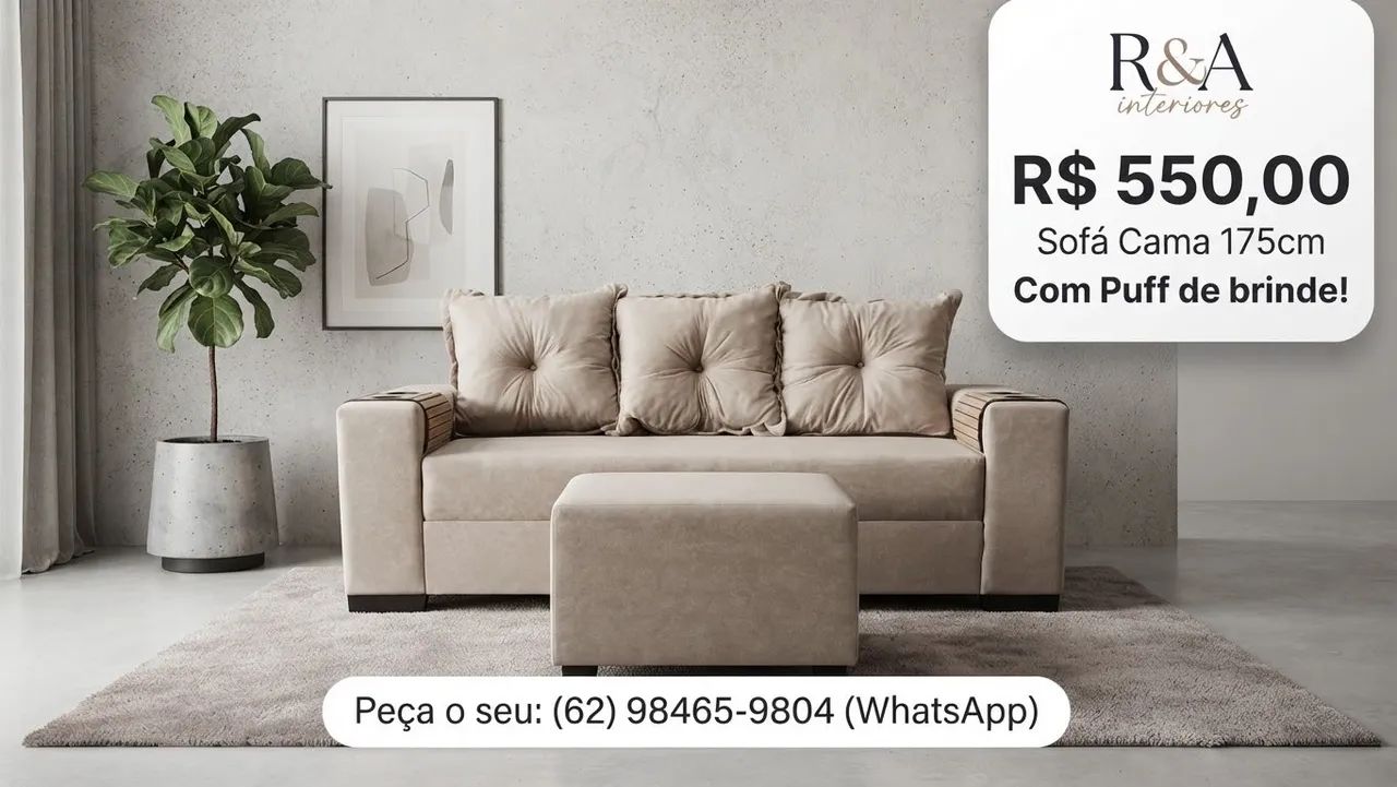 Sofá direto da fábrica com puff de brinde