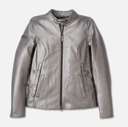 Jaqueta Harley Davidson Feminina Couro Prateado Original - Foto 5