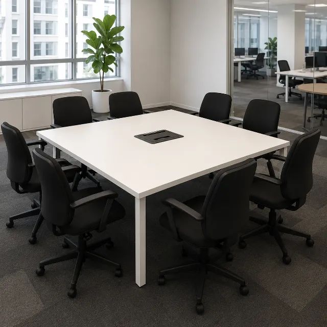 Mesa de Reunião 140x140 com caixa de tomada  - Foto 2