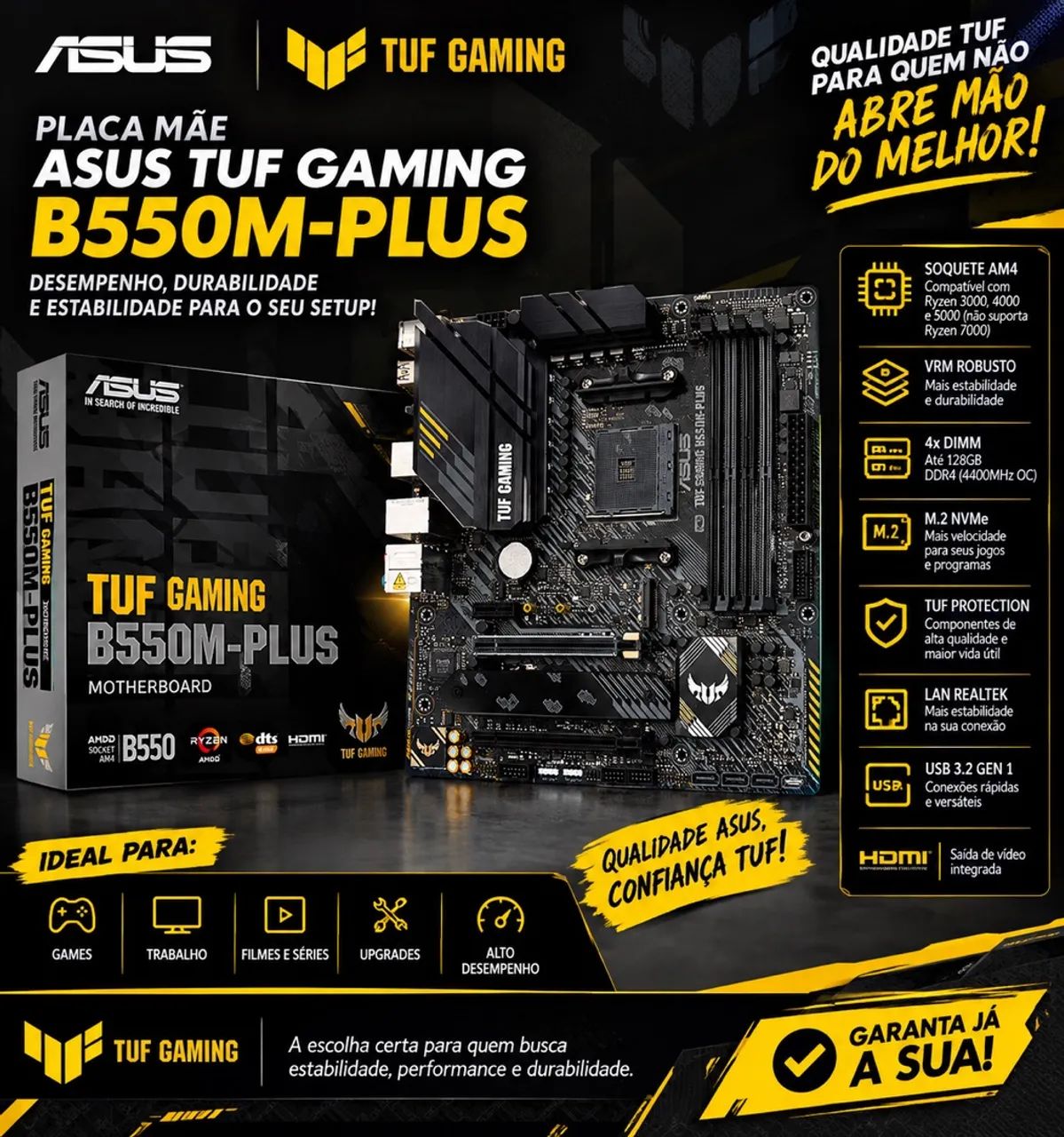 Placa mãe asus B550-M plus am4 nova 