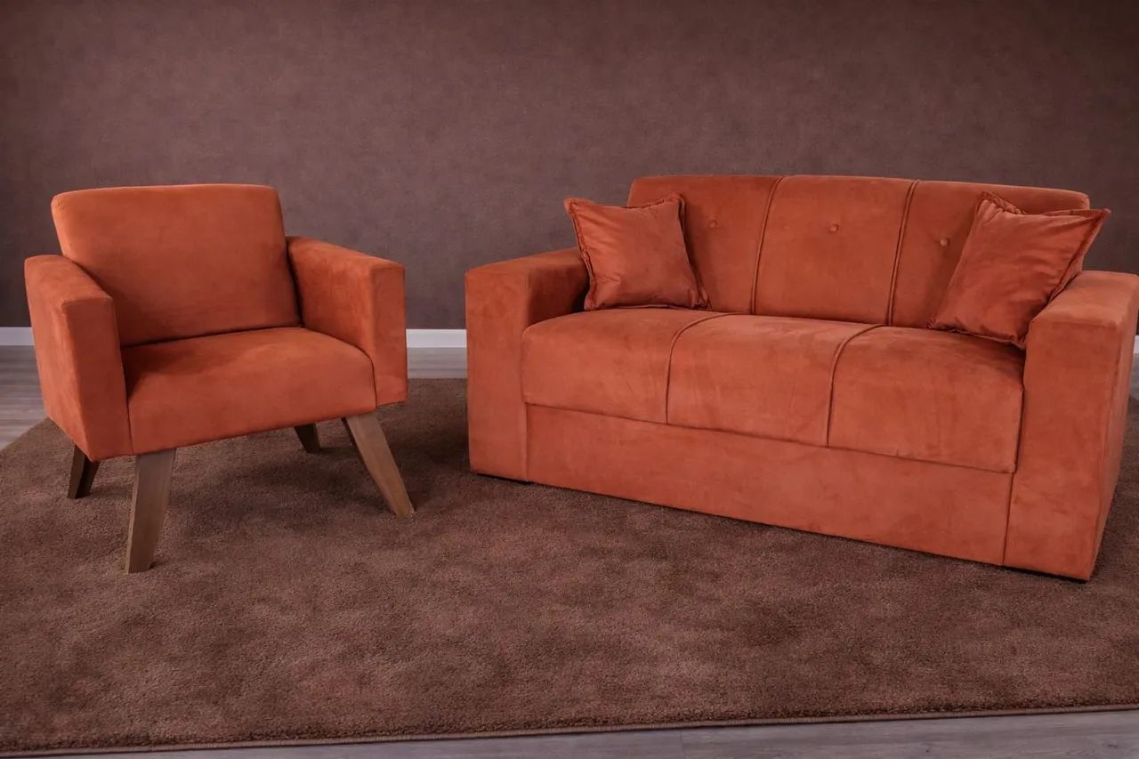 Sofá 3 lugares 1.60m Suede + 1 poltrona ambos várias cores e com frete incluso  - Foto 2