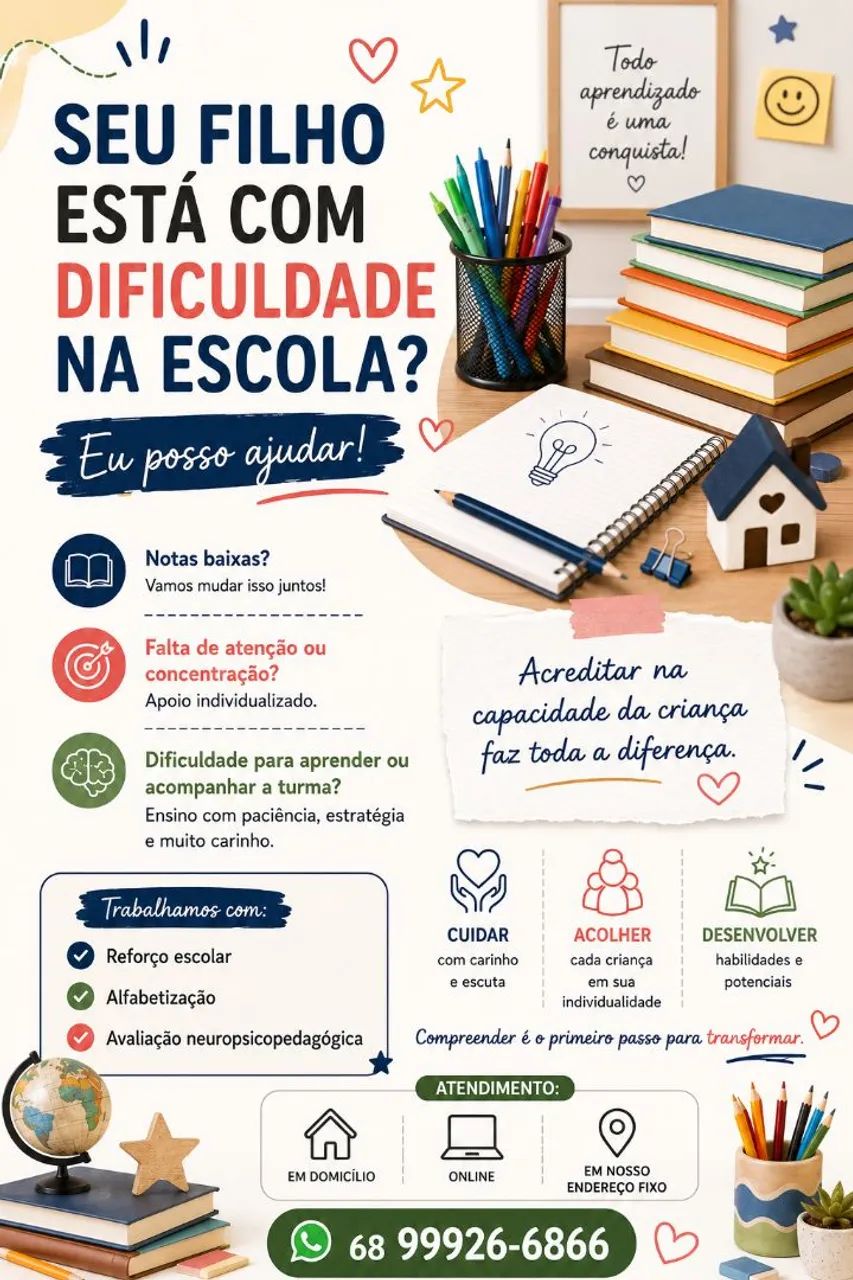 Reforço Escolar/Avaliação Neuropsicopedagógica 