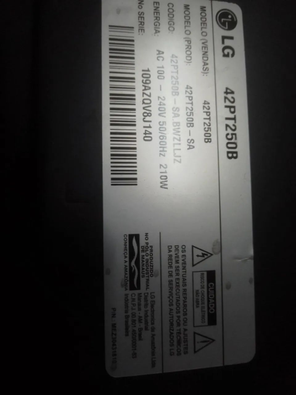 Placa principal Da Televisão Modelo Lg  42pt250b - Foto 2