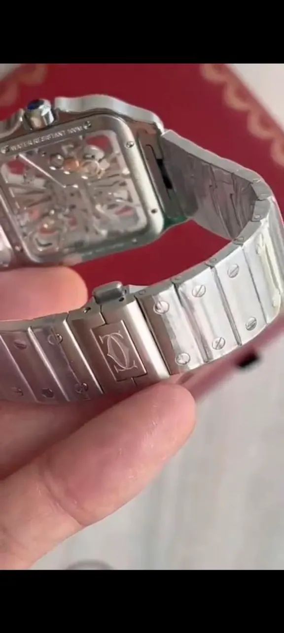 CARTIER SANTOS SKELETON ARO AZUL/ SC - Foto 4