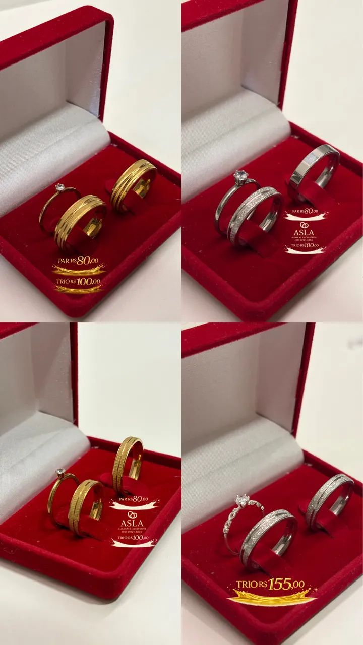 Alianças banhada a ouro namoro e casamento par R$80