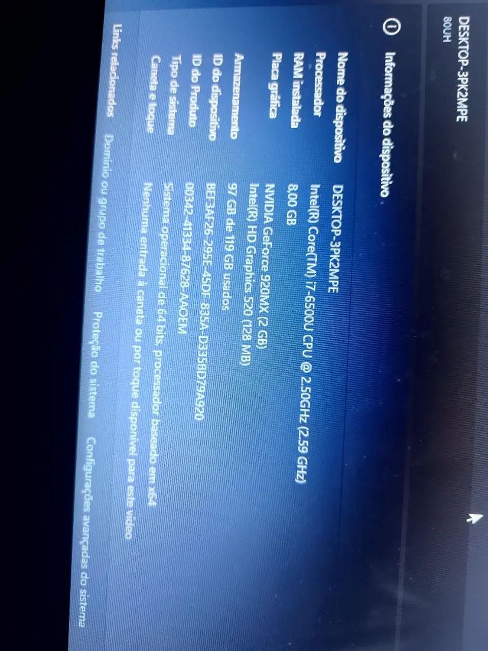 Notebook Lenovo IdeaPad i7 8GB SSD + NVIDIA GeForce 920MX 2GB - Foto 2