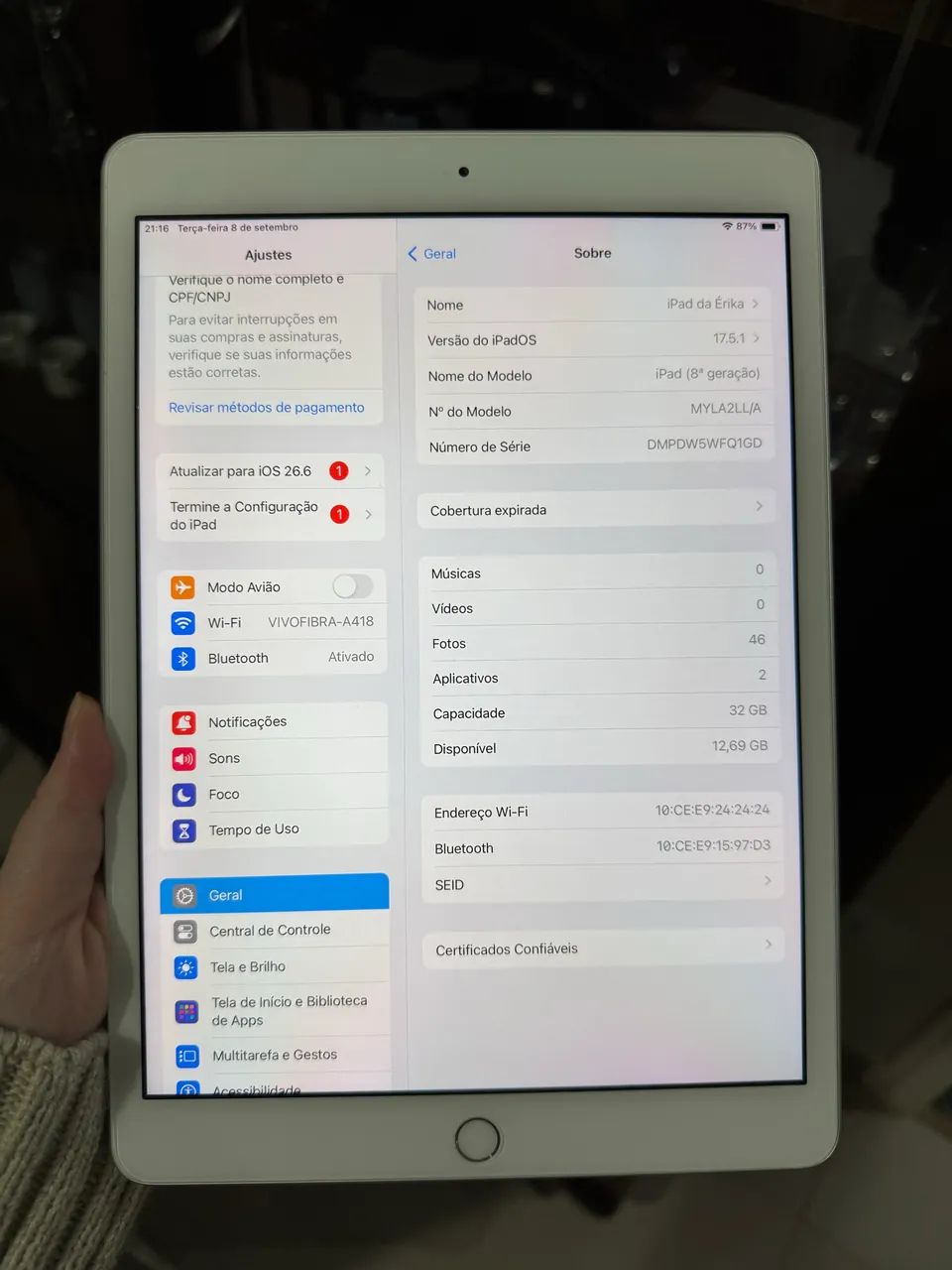 iPad 8ª geração (32gb) + Apple Pencil 1ª geração - Foto 4