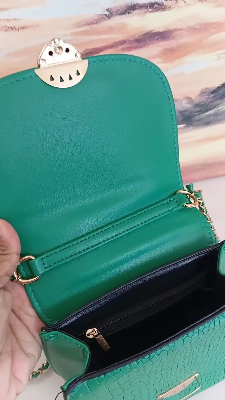 BOLSA FEMININA TRANSVERSAL -cor verde - Foto 5