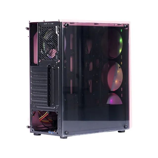 Gabinete Gamer Mymax Lion Rosa RGB Vidro Temperado - Novo - Foto 4
