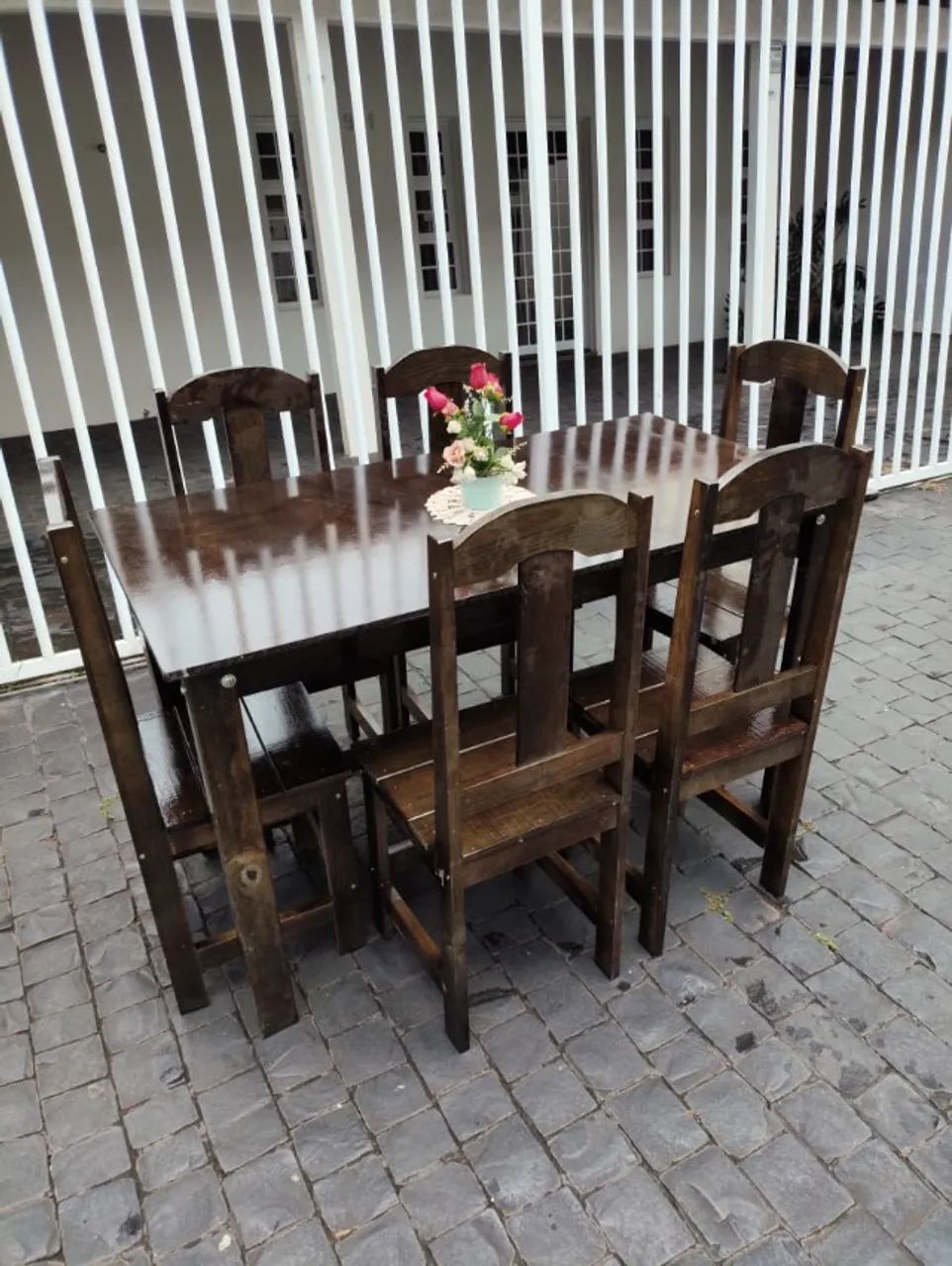MESA 06 CADEIRAS MADEIRA. NOVA - Foto 3