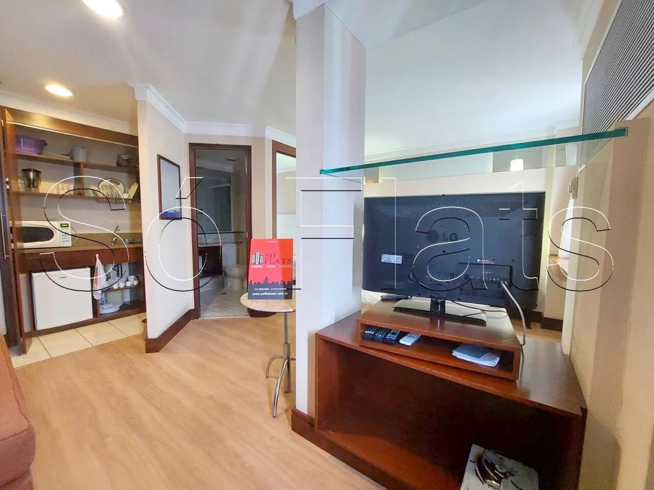 International Plaza com 1 dormitório com copa, sala, quarto com suíte nos Jardins. - Foto 4
