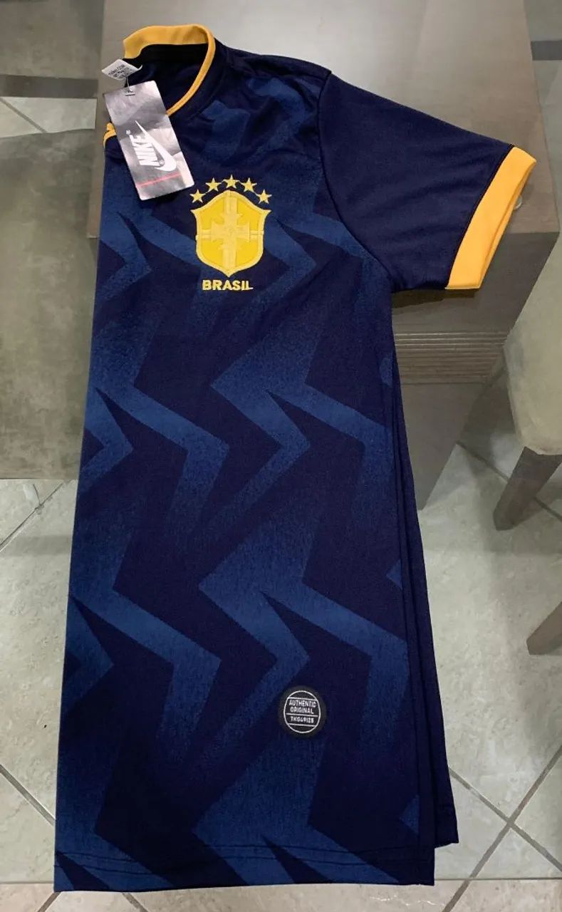 Camisa do Brasil Azul Marinho/Dourada - Foto 5