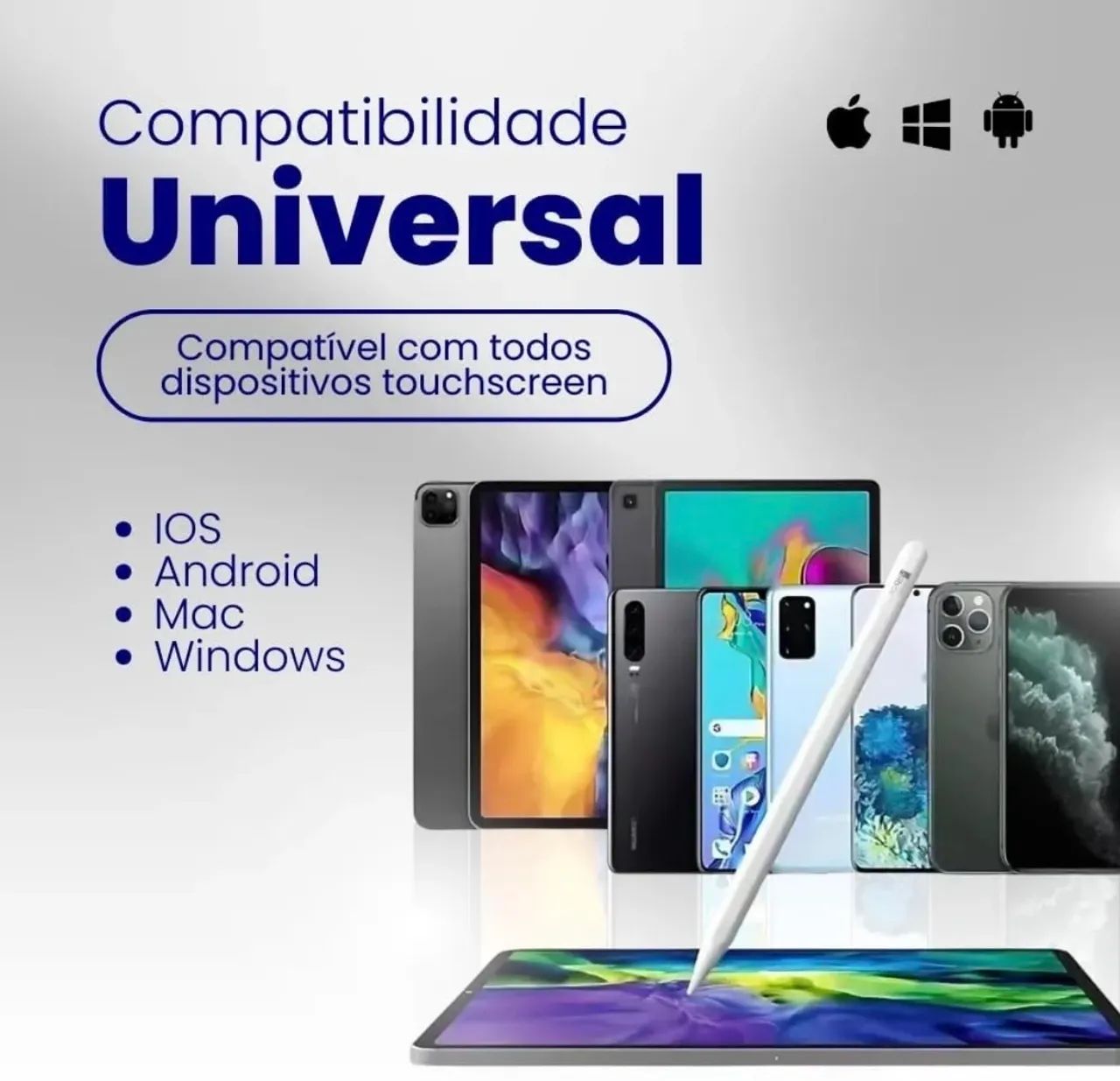 Caneta Touch Screen Ponta Fina Para Desenho E Escrita iPhone, Android, E Tablets 