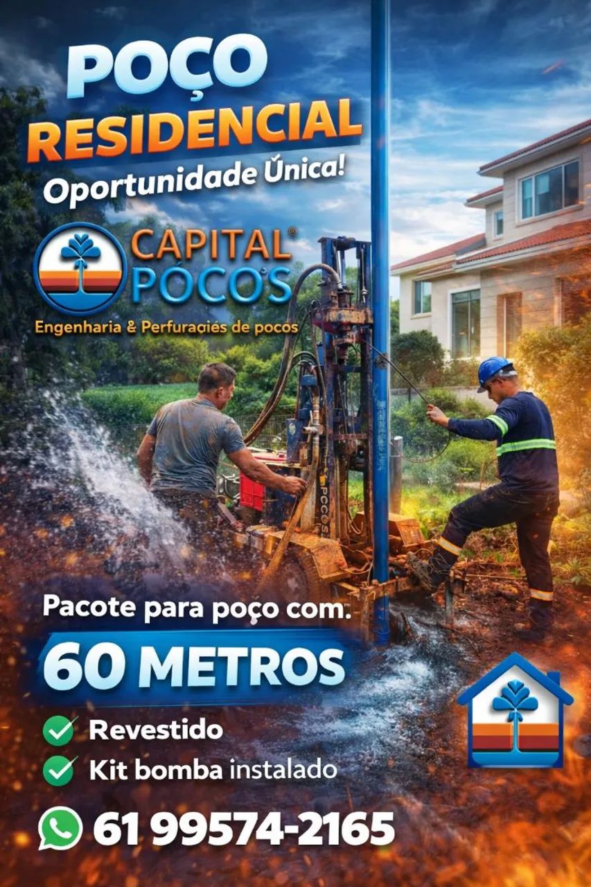 Poço raso na cidade