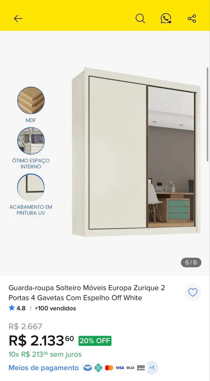 Vendo Guarda-roupa Solteiro  - Foto 5