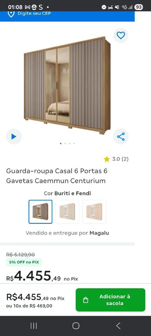 Guarda roupas casal 6 portas - Foto 2