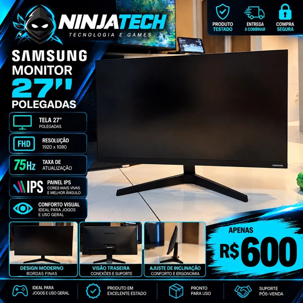 Monitor Samsung 27 polegadas 75hz 