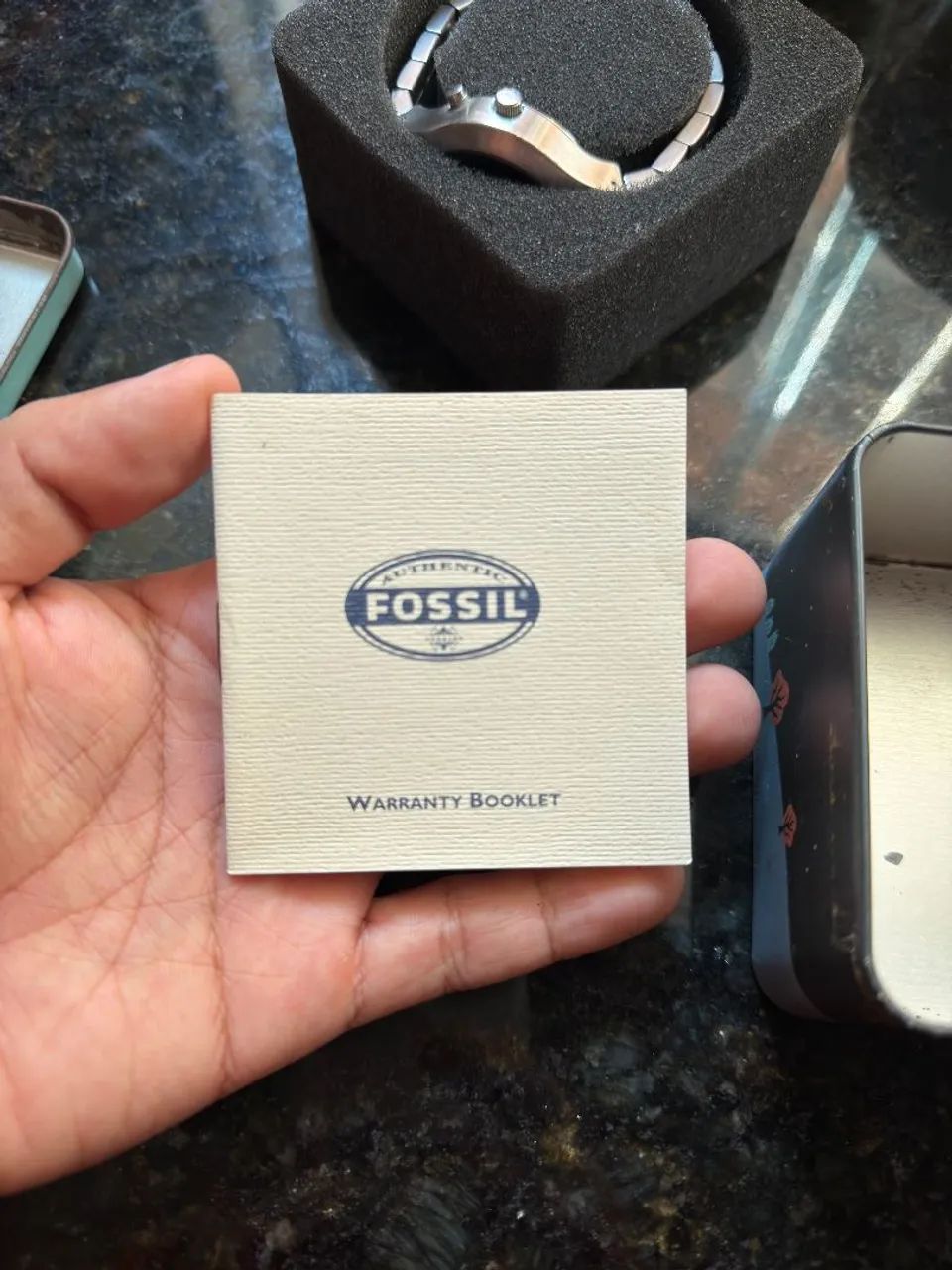 Relógio Fossil Big Tic JR-8052 Vintage Original Azul + Lata