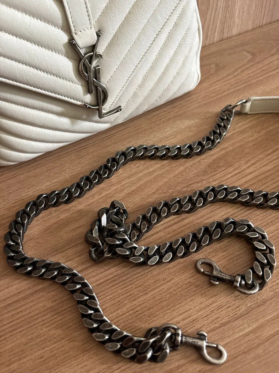 bolsa saint laurent cor off white original - Foto 5