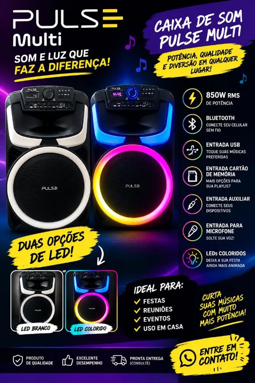 Caixa de Som Nova Potente Pulse Multi