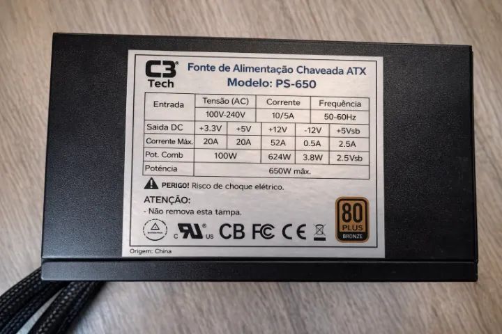 Fonte 650W ATX Modular Gaming C3-TECH  (PS-650) - Foto 4
