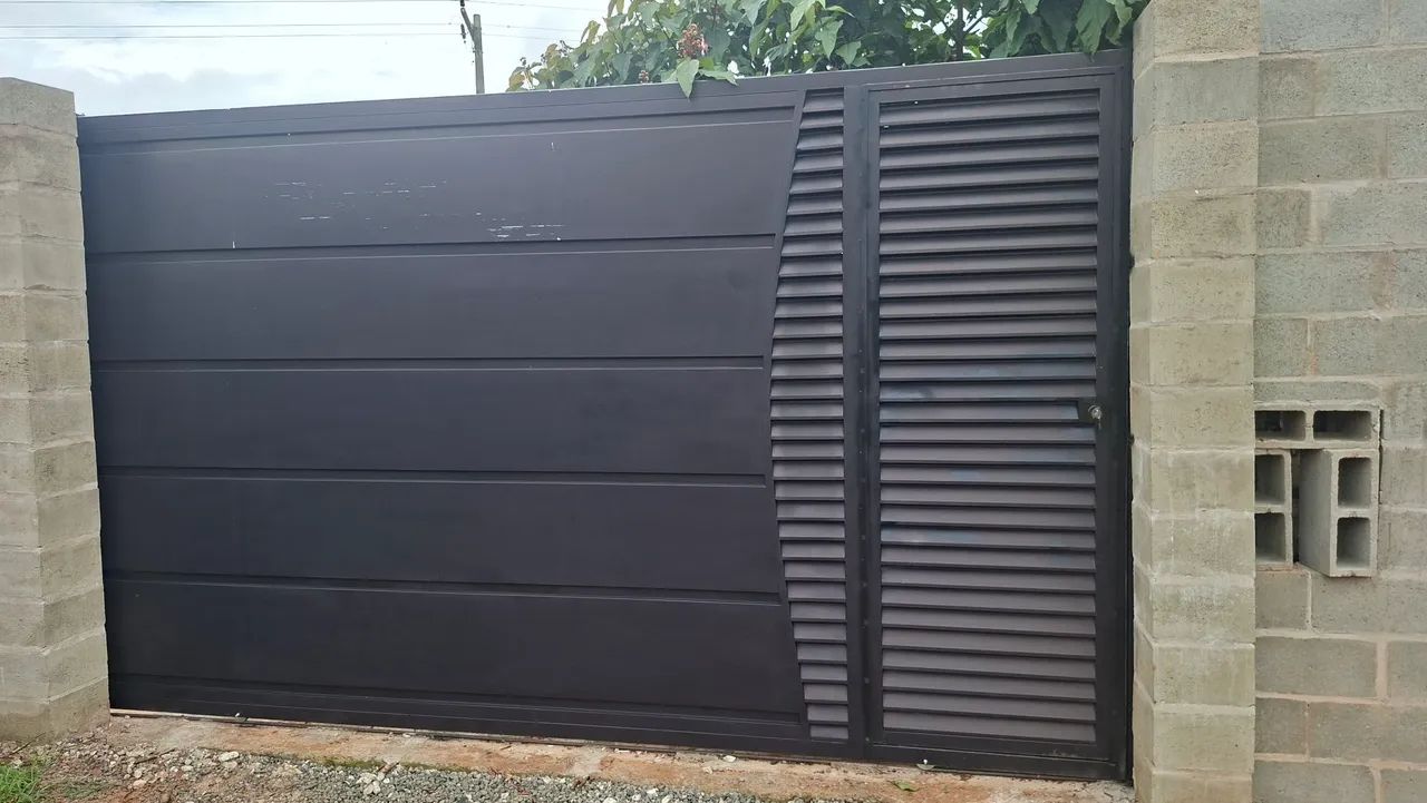 fabricamos portão basculante pegamos seu portão usado de entrada na fabricação de um novo - Foto 5