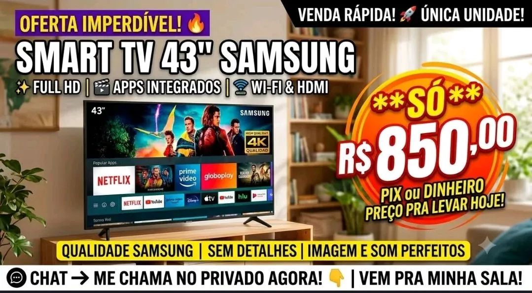 Smart TV SAMSUNG 43 polegadas opurtunidade única 
