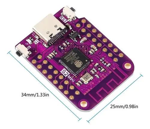 Placa ESP32 S2 Mini V1.0.0 WiFi USB-C 4MB 2MB PSRAM - Wemos Lolin Compatível IoT - Foto 3