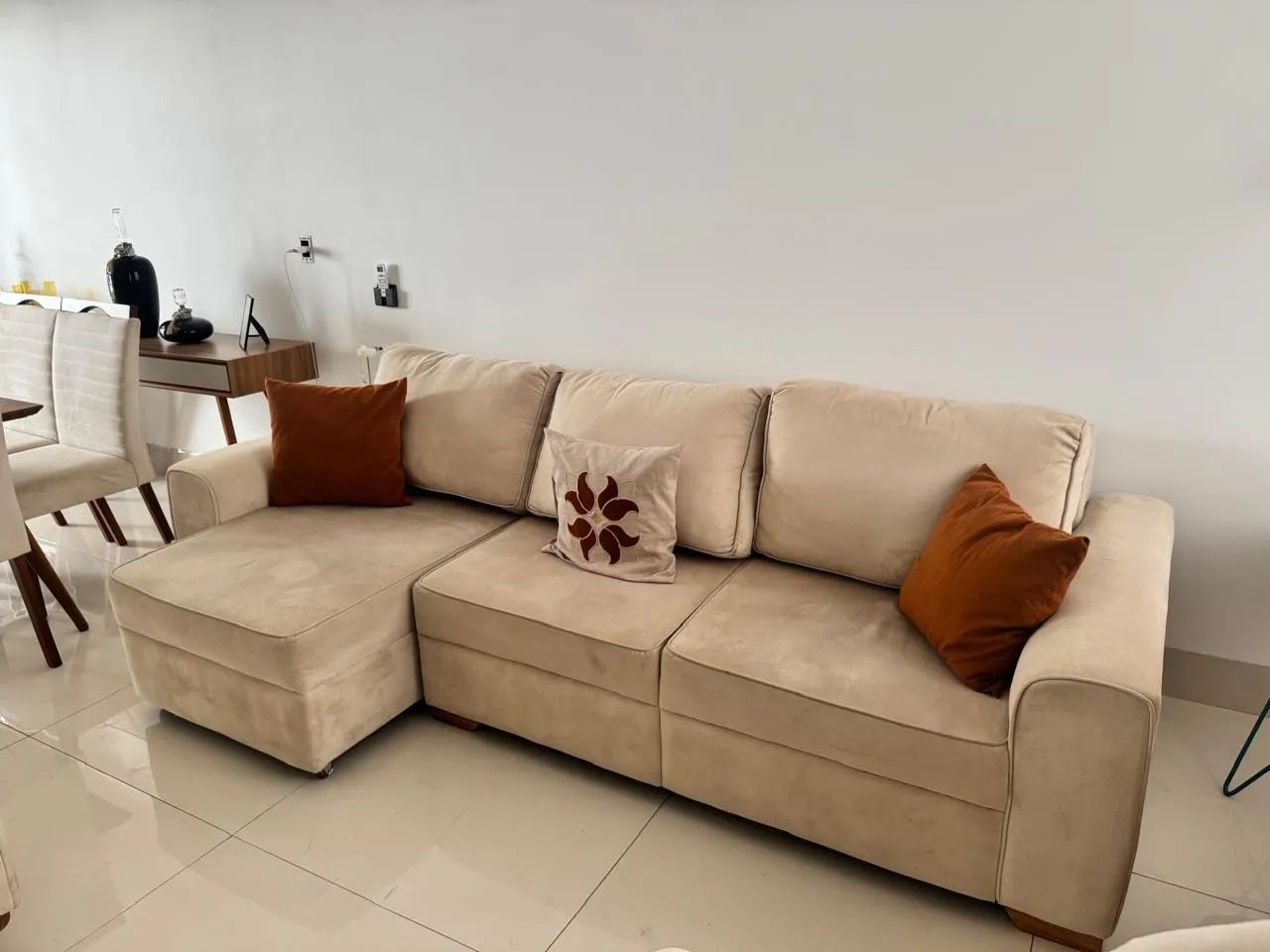 Conjunto de Sala Sofá + 2 Poltronas em Tecido