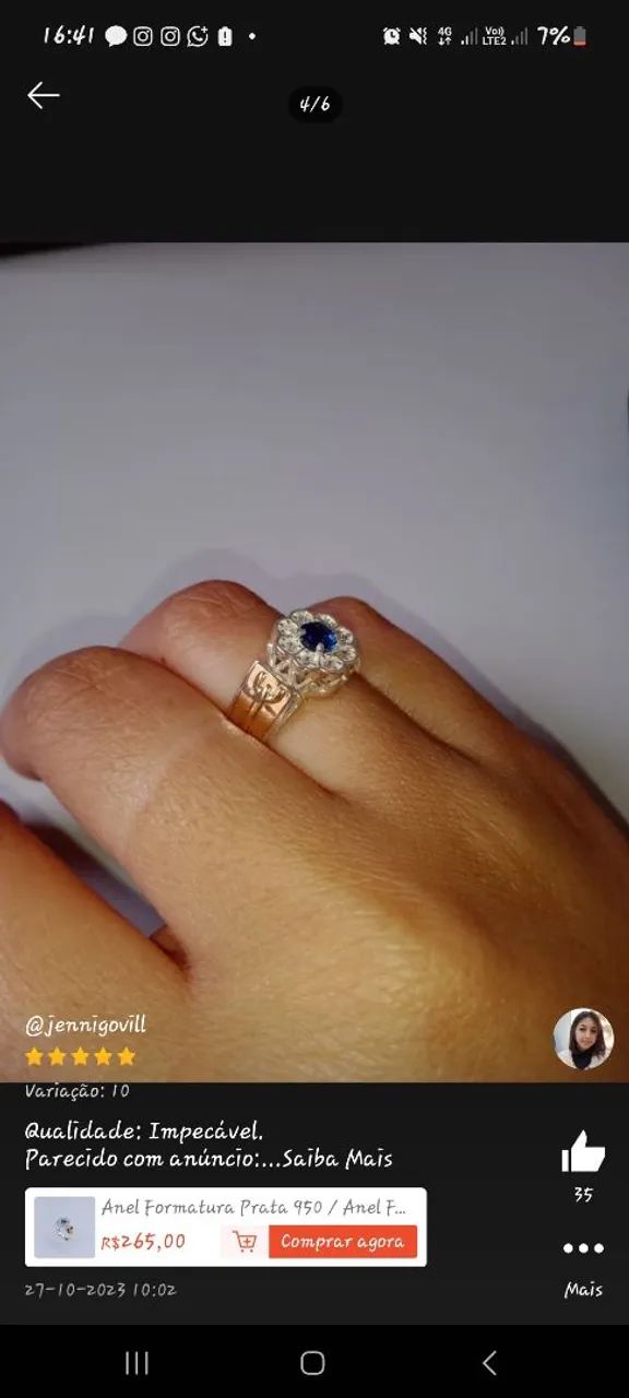 LINDO ANEL DE FORMATURA FEMININO  (NOVO) - Foto 3