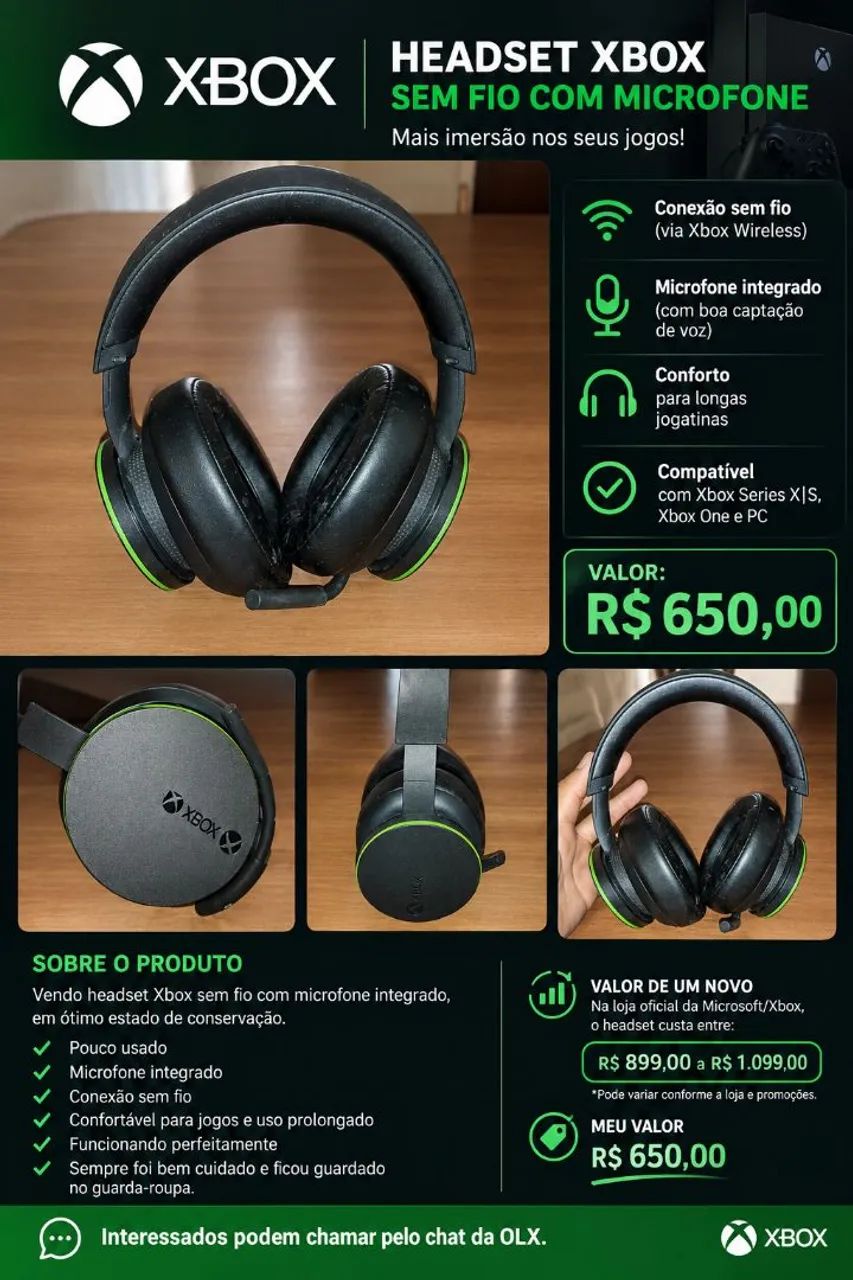 Headset Xbox Wireless com Microfone - Pouco Usado  - Foto 5